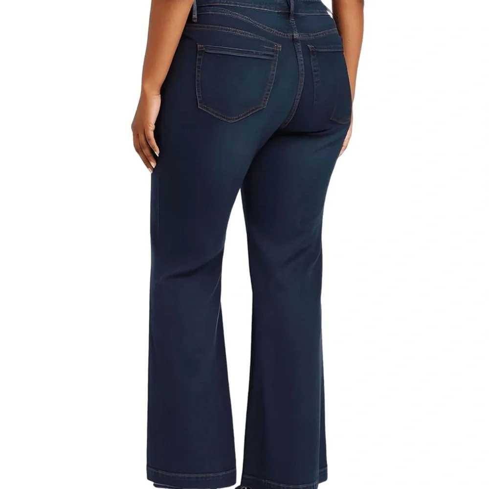 NWT Jessica Simpson “True Love” Women's Dark Blue High Rise Wide Leg Jeans 18W - Picture 4 of 10